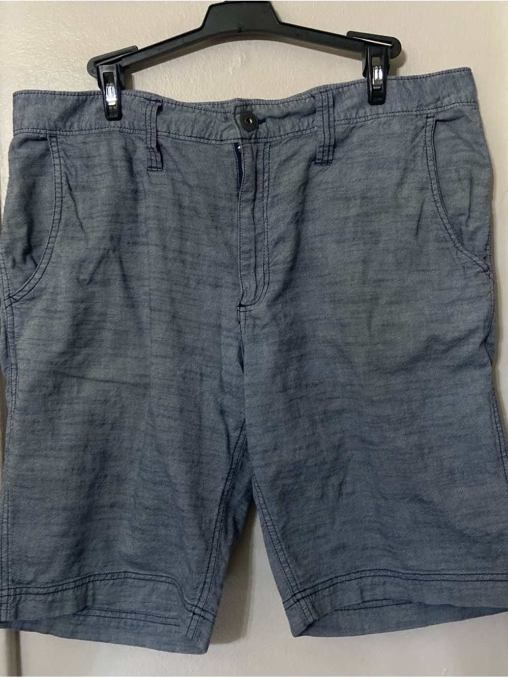 INC International Concepts Light Blue Chambray Flat-Front Shorts